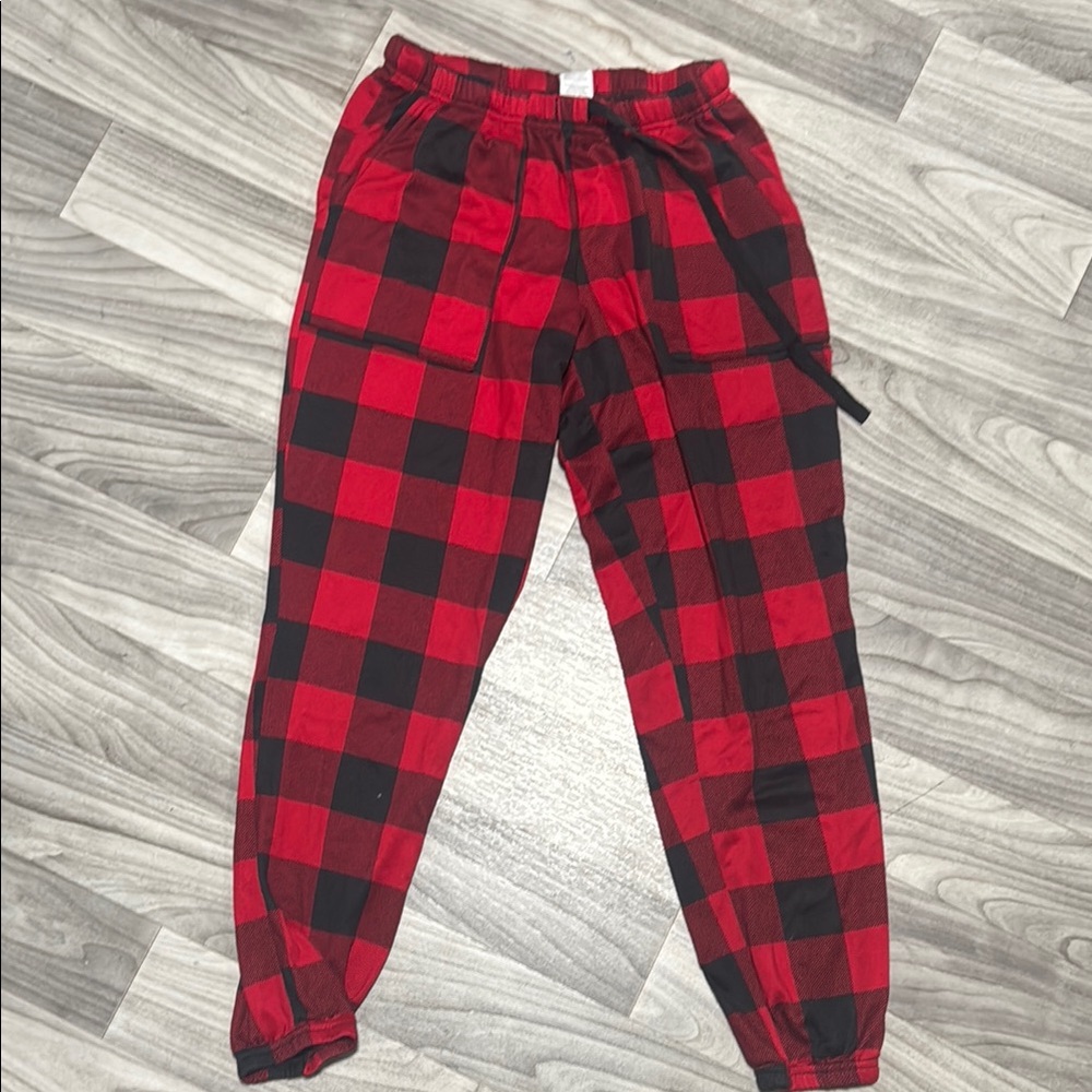Red and Black Plaid Jogger Pants